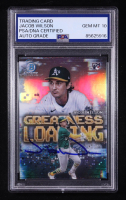 Jacob Wilson Signed 2025 Bowman Chrome Greatness Loading #GL16 RC (PSA Authentic | Auto 10) at PristineAuction.com