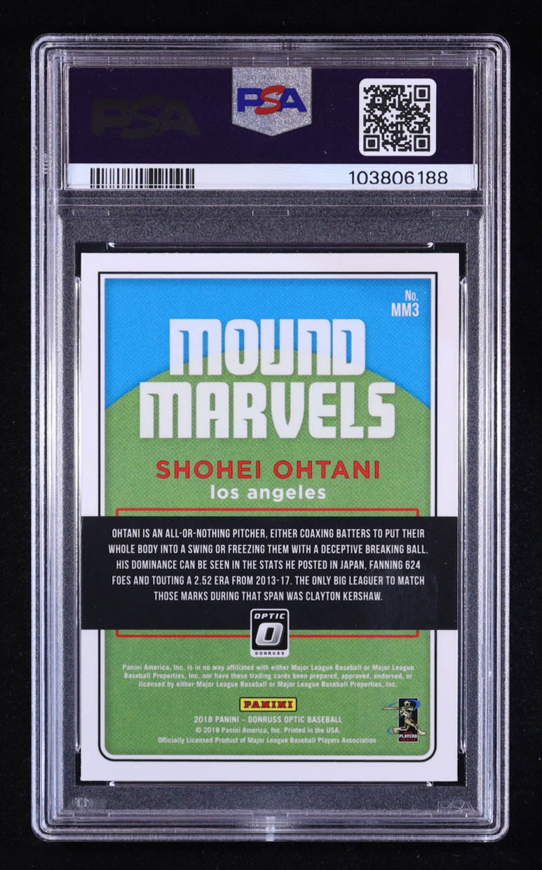 Shohei Ohtani 2018 Donruss Optic Mound Marvels #3 RC (PSA 10) at PristineAuction.com Shohei Ohtani 2018 Donruss Optic Mound Marvels #3 RC (PSA 10) at PristineAuction.com