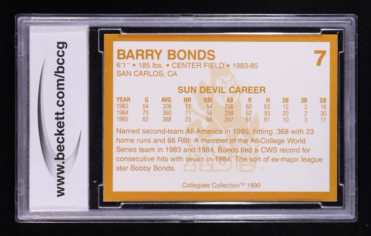 Barry Bonds 1990-91 Arizona State Collegiate Collection #7A B (BCCG 10) at PristineAuction.com Barry Bonds 1990-91 Arizona State Collegiate Collection #7A B (BCCG 10) at PristineAuction.com