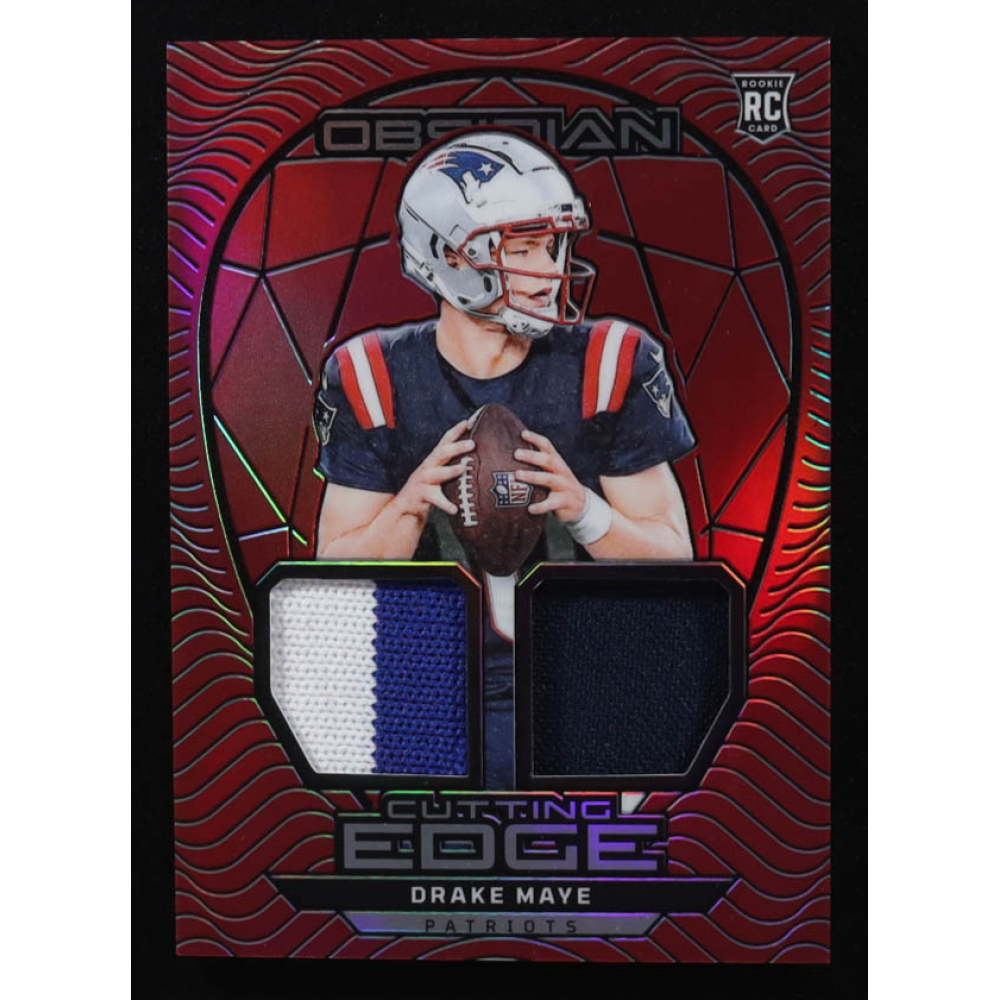 Drake Maye 2024 Panini Obsidian Cutting Edge Materials Red #9 RC #9/75 at PristineAuction.com