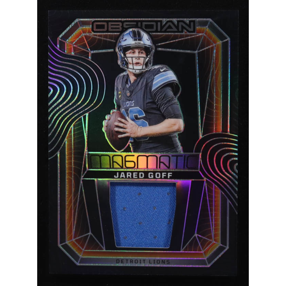 Jared Goff 2024 Panini Obsidian Magmatic Memorabilia #5 at PristineAuction.com