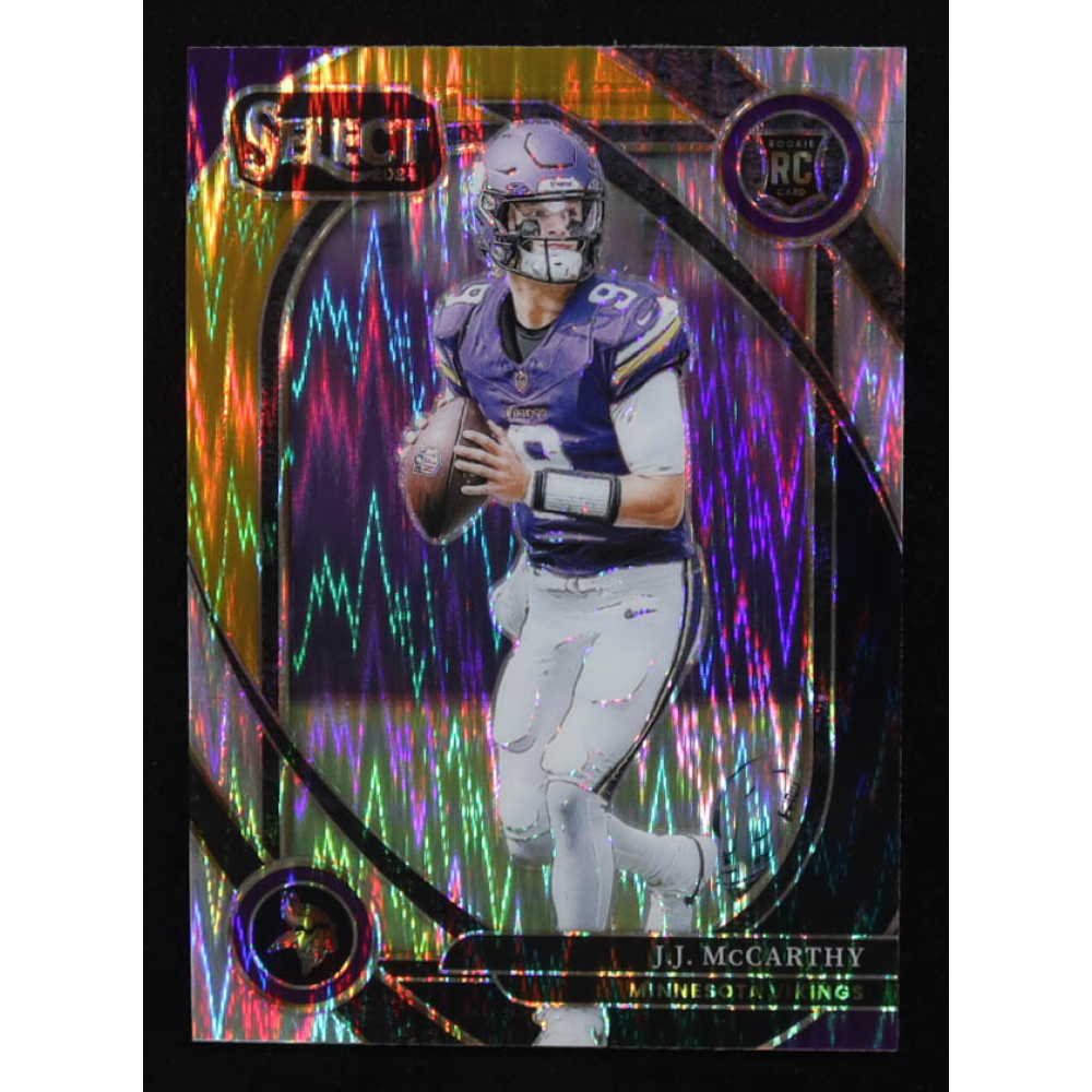 JJ McCarthy 2024 Select Prizm Black and Gold Shock #246 RC at PristineAuction.com