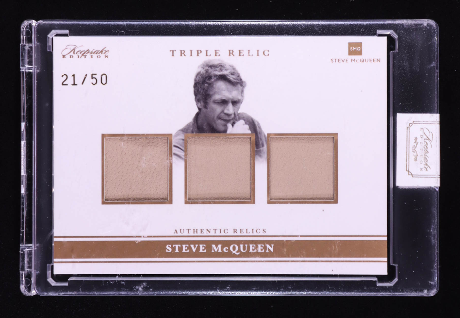 Steve McQueen 2025 Keepsake Edition Authentic Triple Relic #161 #21/50 at PristineAuction.com Steve McQueen 2025 Keepsake Edition Authentic Triple Relic #161 #21/50 at PristineAuction.com