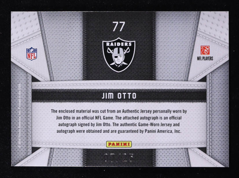Jim Otto 2010 Certified Fabric of the Game Jersey Number Autographs #77 #07/25 at PristineAuction.com Jim Otto 2010 Certified Fabric of the Game Jersey Number Autographs #77 #07/25 at PristineAuction.com