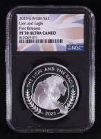 Lion and Eagle - 2023 Great Britain 2 Pounds Silver Coin - First Releases (NGC PF70 Ultra Cameo) at PristineAuction.com