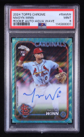 Masyn Winn 2024 Topps Chrome Rookie Autographs Aqua Wave Refractors #RAMW #129/199 RC (PSA 9) at PristineAuction.com