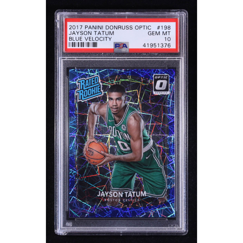 Jayson Tatum 2017-18 Donruss Optic Blue Velocity #198 RR RC
