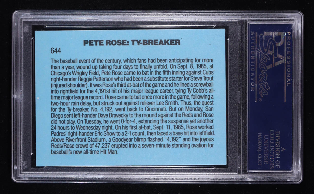 Pete Rose 1986 Donruss #644 RB (PSA) at PristineAuction.com Pete Rose 1986 Donruss #644 RB (PSA) at PristineAuction.com