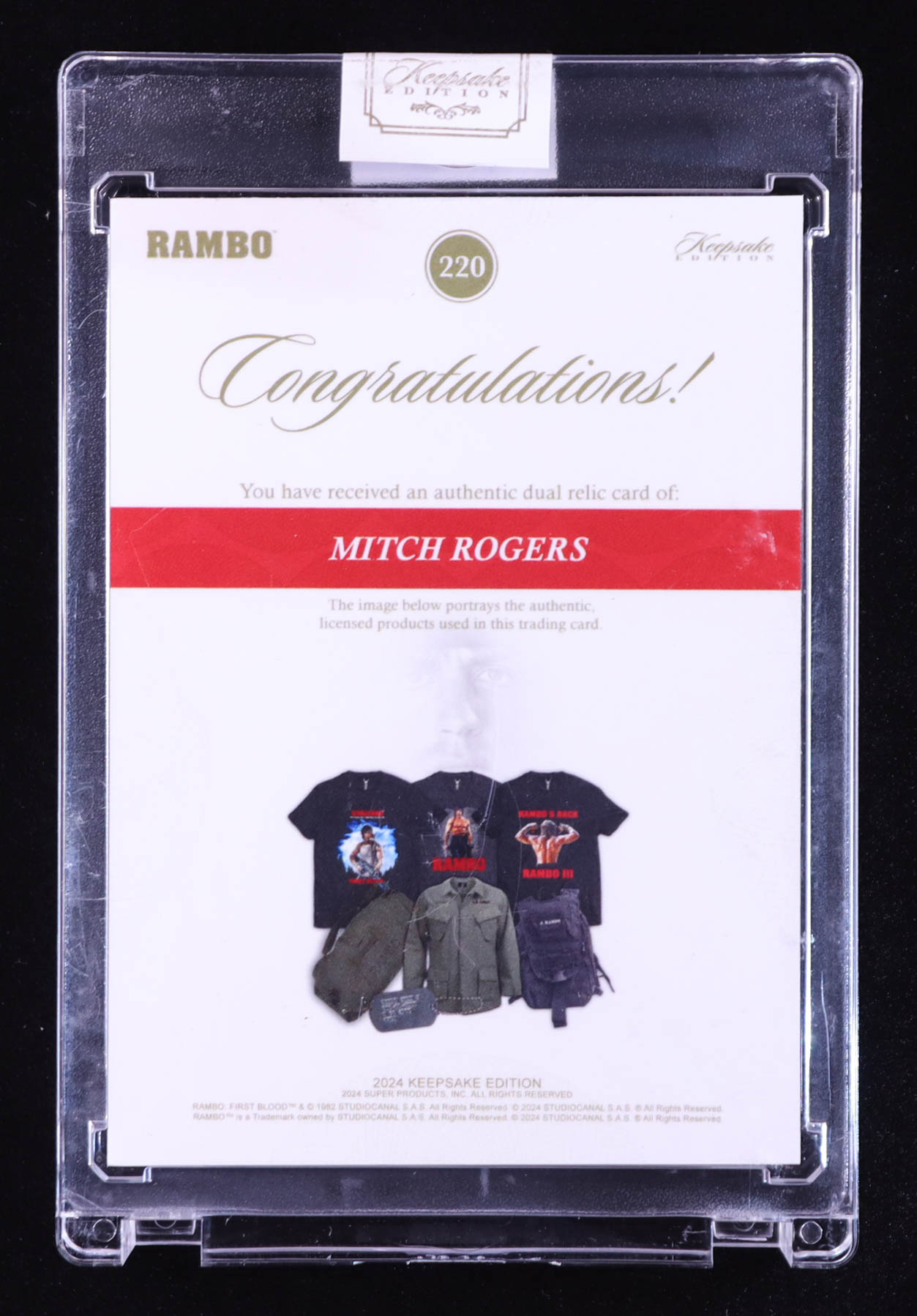 Mitch Rogers 2024 Keepsake Edition Dual Relic Patches Rambo #220 #12/50 at PristineAuction.com Mitch Rogers 2024 Keepsake Edition Dual Relic Patches Rambo #220 #12/50 at PristineAuction.com