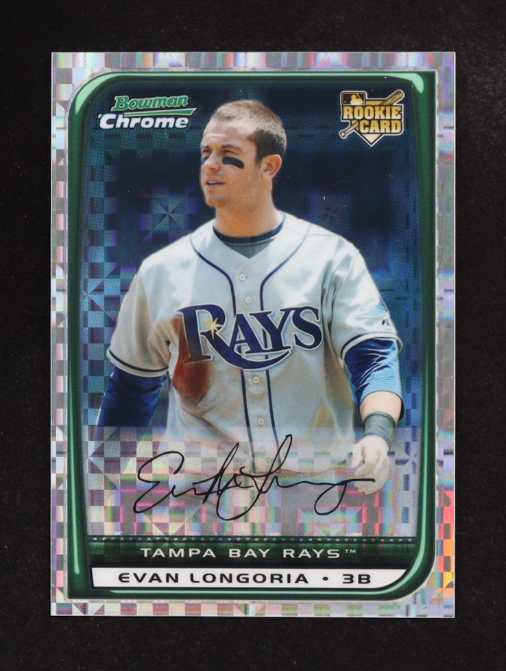 Evan Longoria 2008 Topps Bowman Chrome X-Fractor Auto #BDP27 RC #144/199 at PristineAuction.com Evan Longoria 2008 Topps Bowman Chrome X-Fractor Auto #BDP27 RC #144/199 at PristineAuction.com