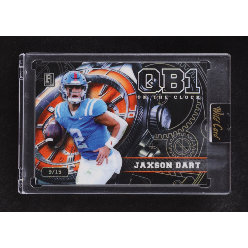 Jaxson Dart 2024 Wild Card QB1 On the Clock Orange and Black #JD2 RC #9/15 at PristineAuction.com