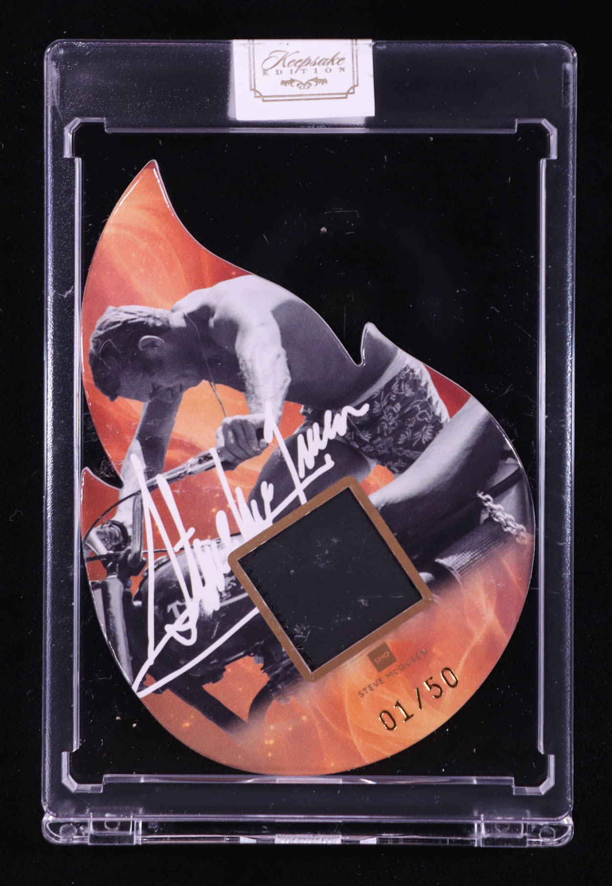 Steve McQueen 2025 Keepsake Edition Authentic Relic Die Cut #61 #01/50 at PristineAuction.com Steve McQueen 2025 Keepsake Edition Authentic Relic Die Cut #61 #01/50 at PristineAuction.com