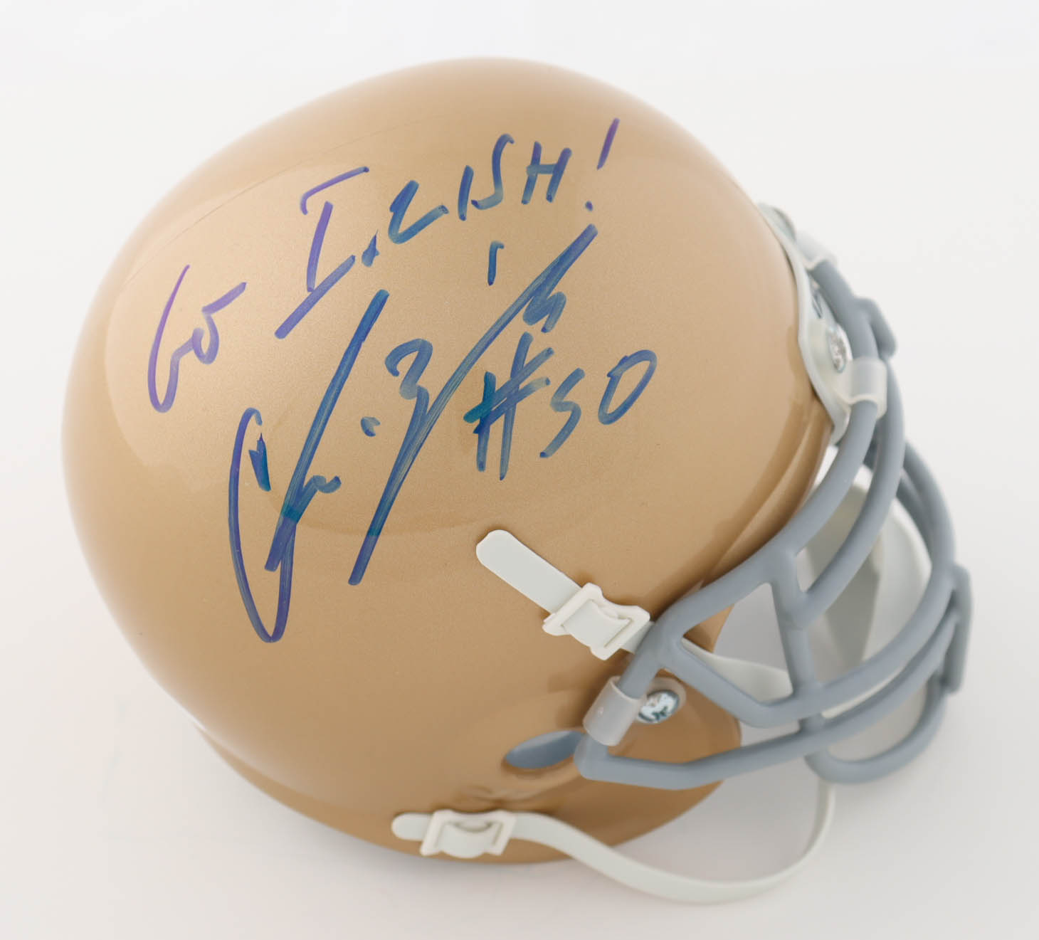 Chris Zorich Signed Notre Dame Fighting Irish Mini Helmet Inscribed "'Go Irish!" (JSA) at PristineAuction.com Chris Zorich Signed Notre Dame Fighting Irish Mini Helmet Inscribed "'Go Irish!" (JSA) at PristineAuction.com