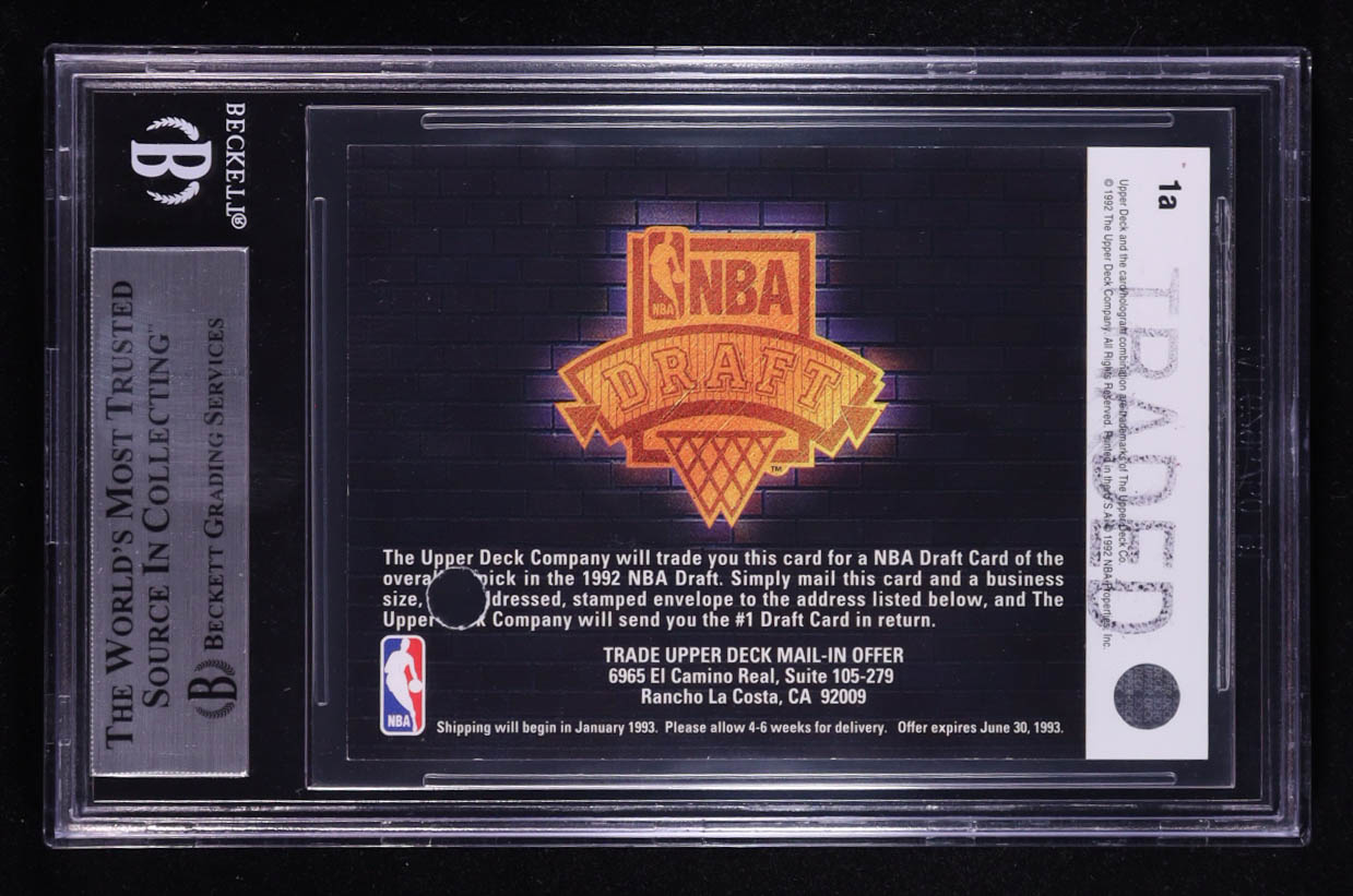 Shaquille O'Neal Signed 1992-93 Upper Deck NBA Draft Trade #1a RC (BGS) at PristineAuction.com Shaquille O'Neal Signed 1992-93 Upper Deck NBA Draft Trade #1a RC (BGS) at PristineAuction.com