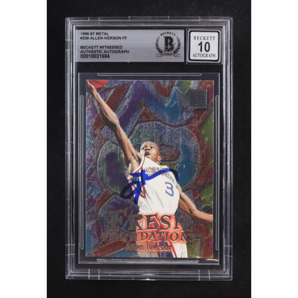 Allen Iverson Signed 1996-97 Metal #236 FF RC (BGS | Autograph Grade 10) at PristineAuction.com