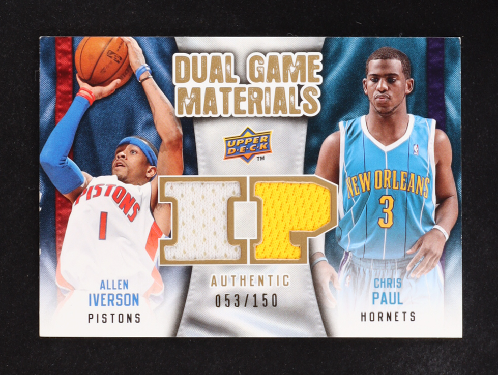 Allen Iverson/Chris Paul 2004 Upper Deck Dual Game Materials #DG-IP #053/150 at PristineAuction.com Allen Iverson/Chris Paul 2004 Upper Deck Dual Game Materials #DG-IP #053/150 at PristineAuction.com