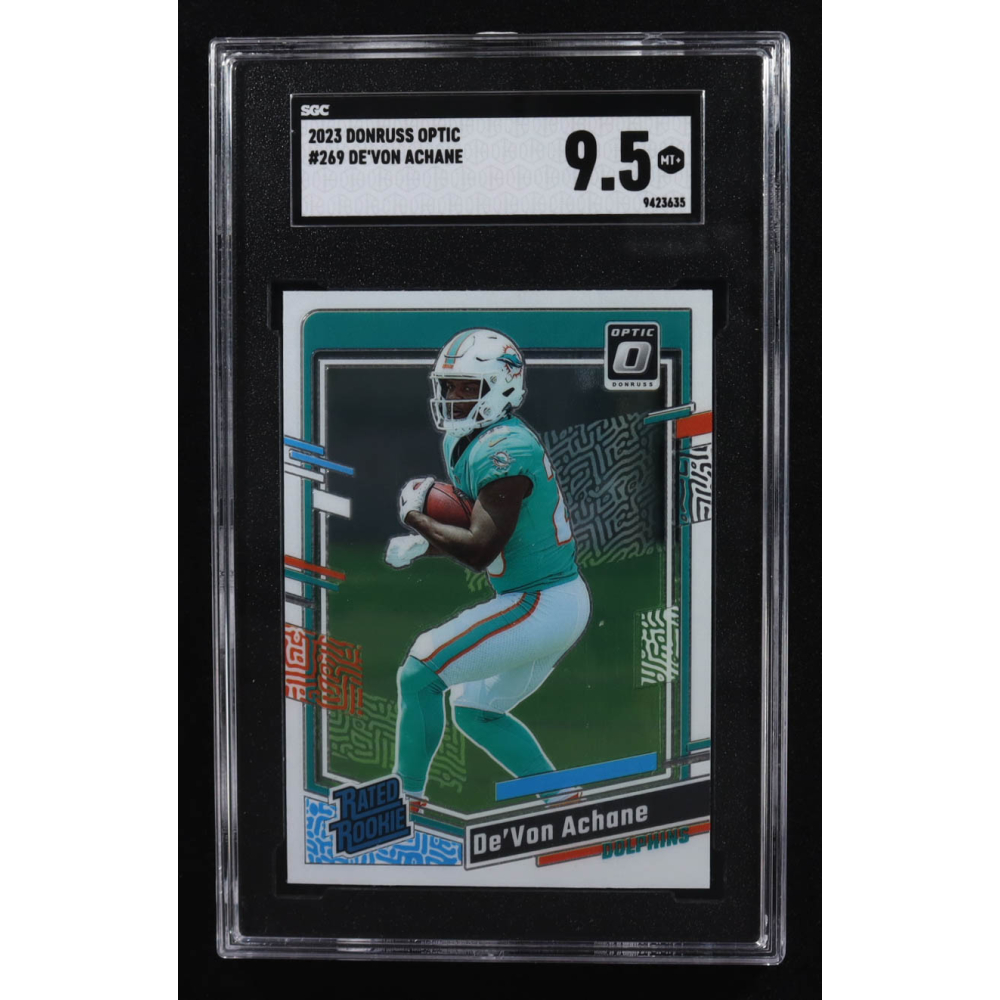 De'Von Achane 2023 Donruss Optic #269 RR RC (SGC 9.5) at PristineAuction.com De'Von Achane 2023 Donruss Optic #269 RR RC (SGC 9.5) at PristineAuction.com
