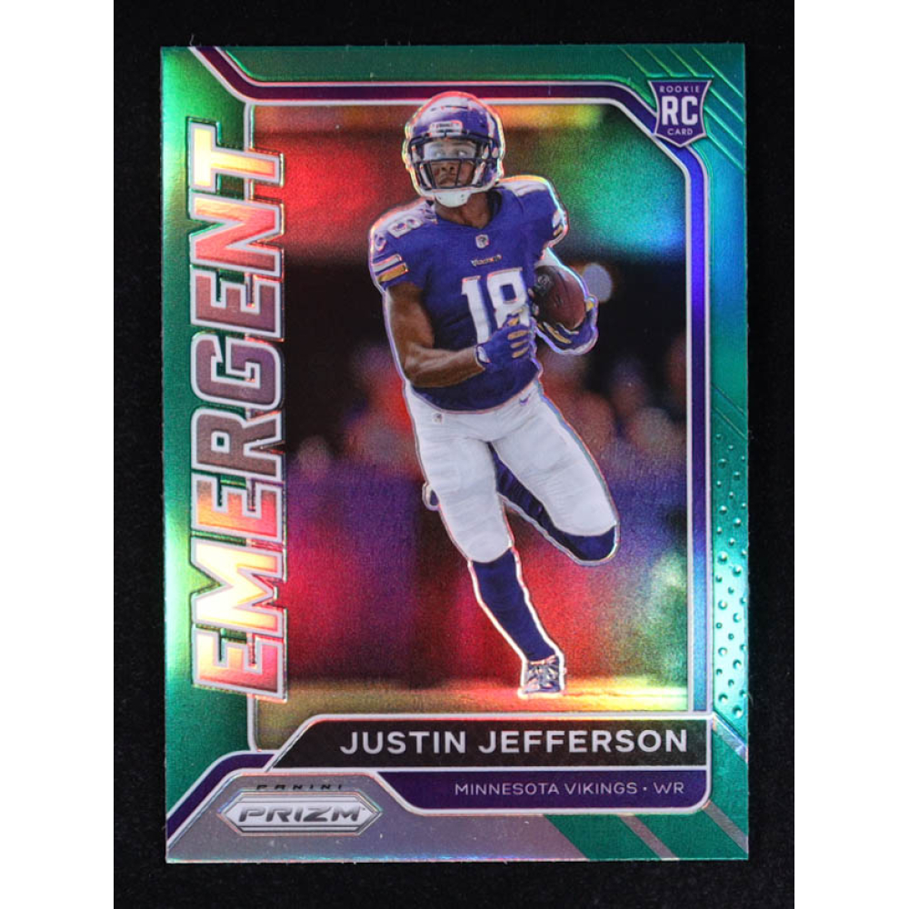 Justin Jefferson 2020 Panini Prizm Emergent Prizms Green #10 RC at PristineAuction.com