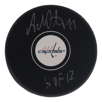 Adam Oates Signed Capitals Logo Hockey Puck Inscribed "HOF 12" (Schwartz) at PristineAuction.com