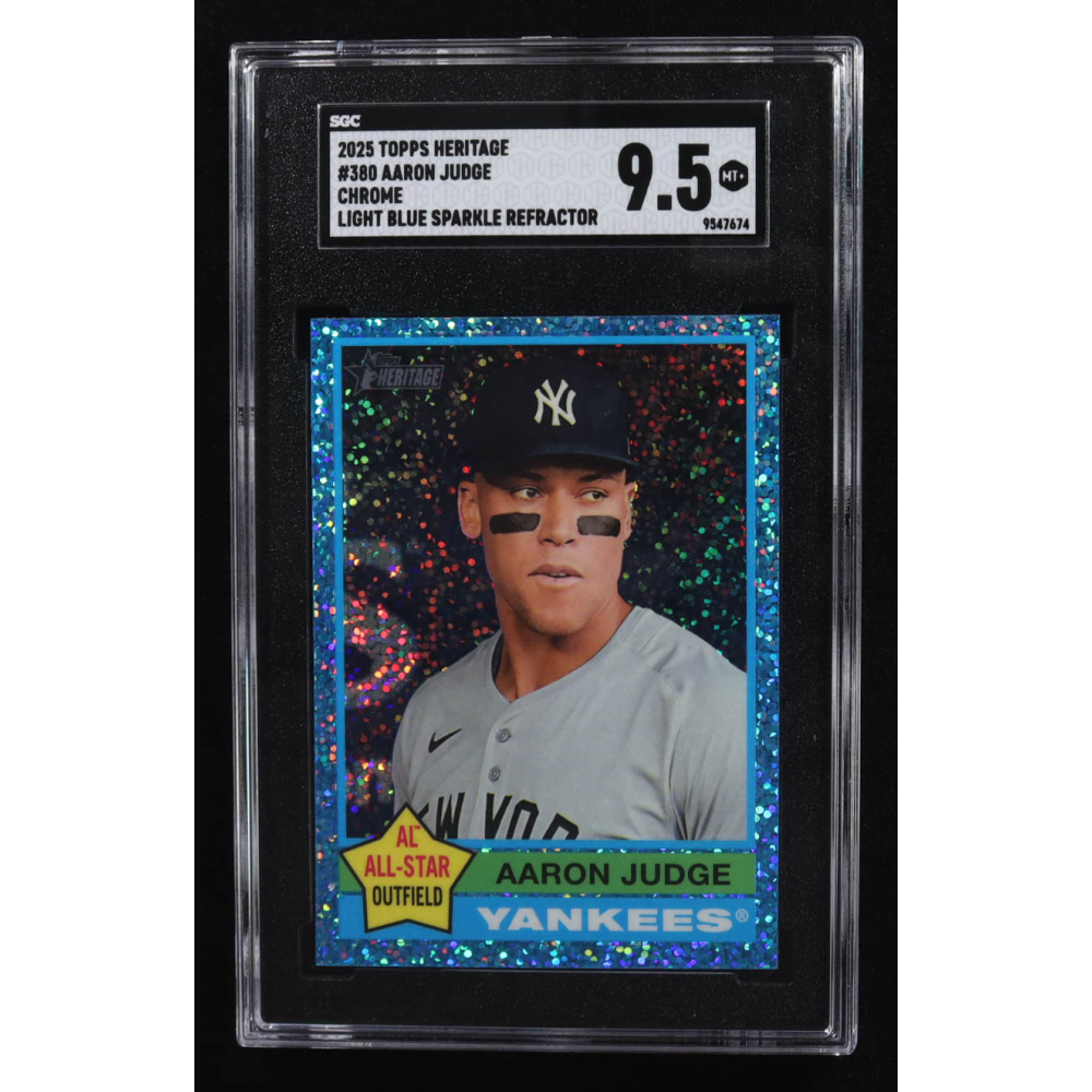 Aaron Judge 2025 Topps Heritage Chrome Light Blue Sparkle Refractors #380 (SGC 9.5) at PristineAuction.com