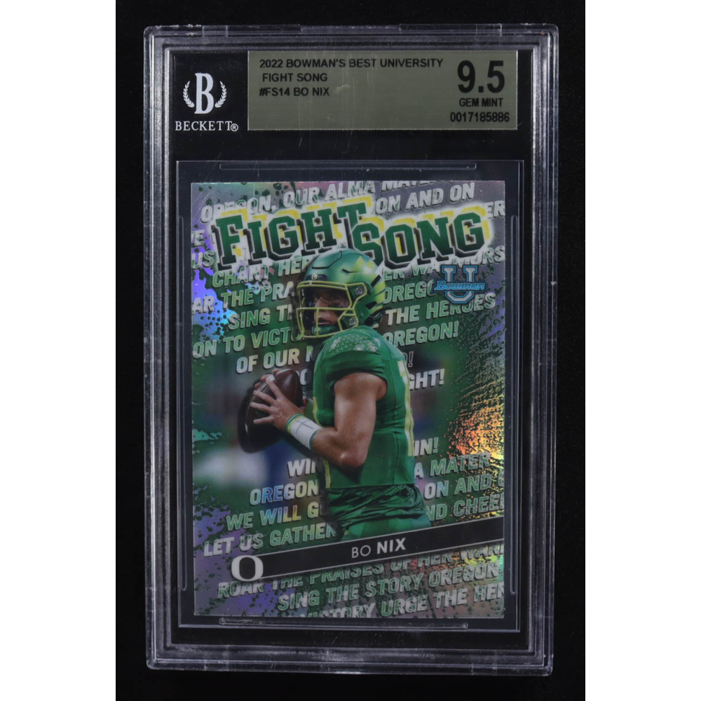 Bo Nix 2022 Bowman's Best University Fight Song #FS14 RC (BGS 9.5) at PristineAuction.com