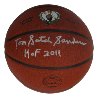 Tom "Satch" Sanders Signed Celtics Logo Basketball Inscribed "HOF 2011" (Schwartz) at PristineAuction.com
