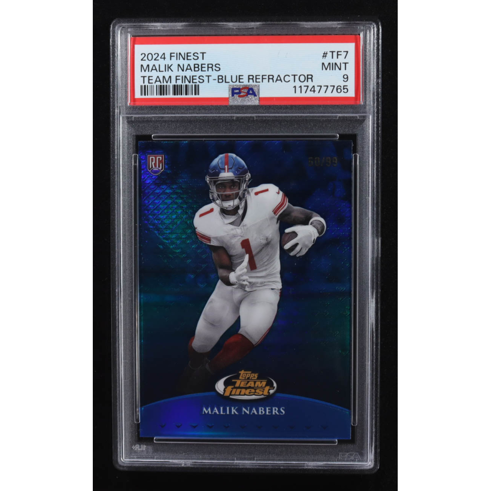 Malik Nabers 2024 Finest Team Finest Blue Refractors #TF7 #60/99 RC (PSA 9) at PristineAuction.com