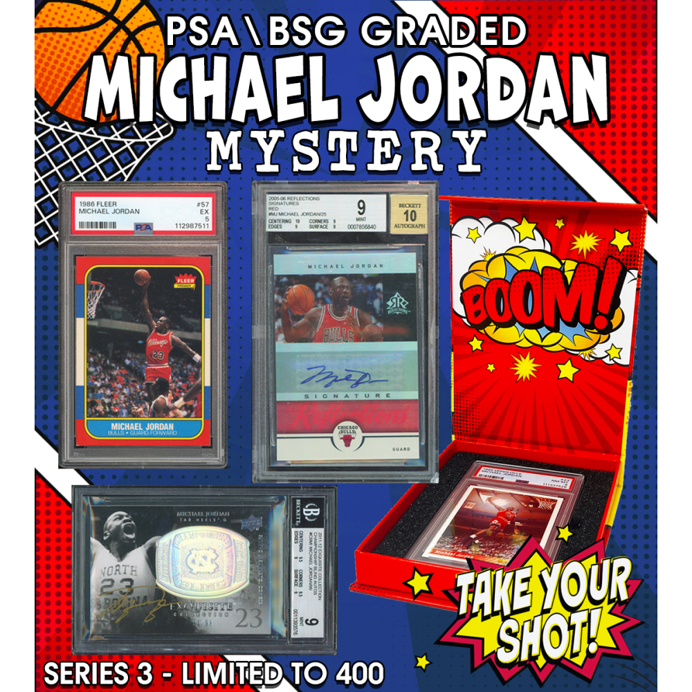 NEW PRISTINE EXCLUSIVE! All PSA/BGS Graded Michael Jordan BOOM BOX, Series 3 Mystery Box! Limited to only 400 packs! at PristineAuction.com