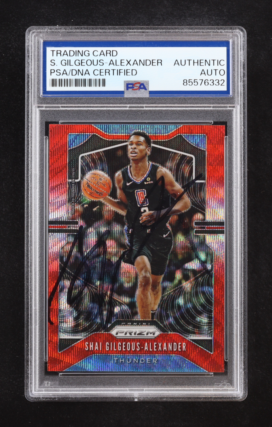 Shai Gilgeous-Alexander Signed 2019-20 Panini Prizm Prizms Ruby Wave #122 (PSA) at PristineAuction.com Shai Gilgeous-Alexander Signed 2019-20 Panini Prizm Prizms Ruby Wave #122 (PSA) at PristineAuction.com