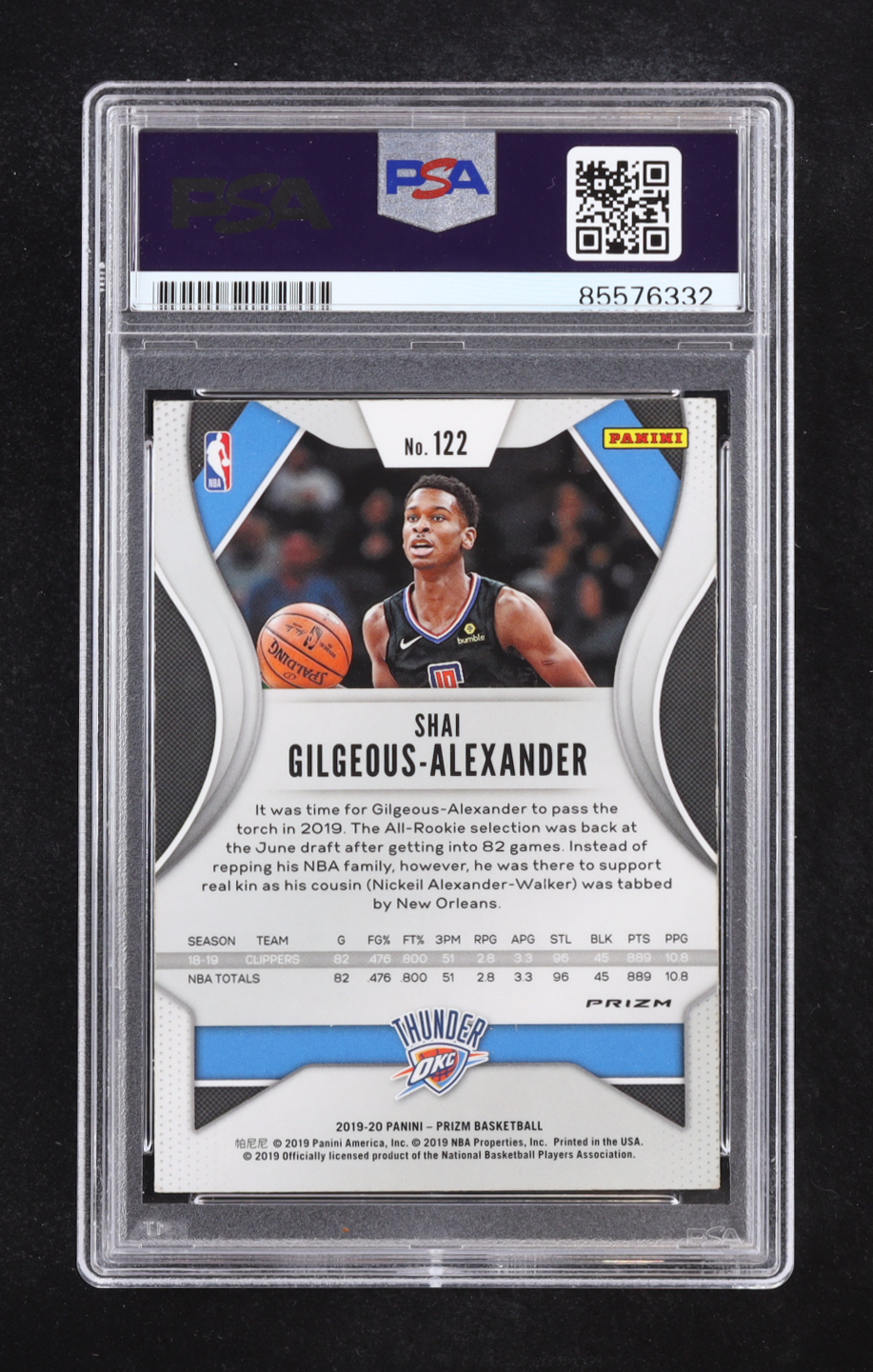 Shai Gilgeous-Alexander Signed 2019-20 Panini Prizm Prizms Ruby Wave #122 (PSA) at PristineAuction.com Shai Gilgeous-Alexander Signed 2019-20 Panini Prizm Prizms Ruby Wave #122 (PSA) at PristineAuction.com