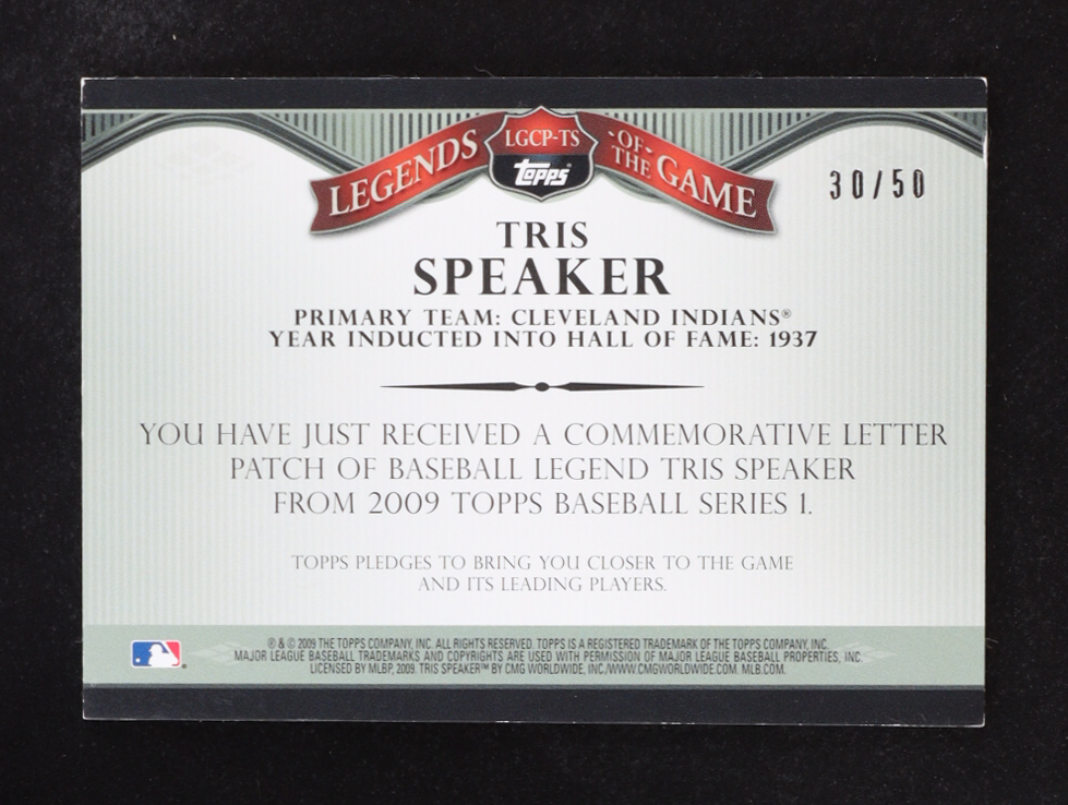 Tris Speaker 2009 Topps Legends Of The Game #LGCP-TS #30/50 at PristineAuction.com Tris Speaker 2009 Topps Legends Of The Game #LGCP-TS #30/50 at PristineAuction.com