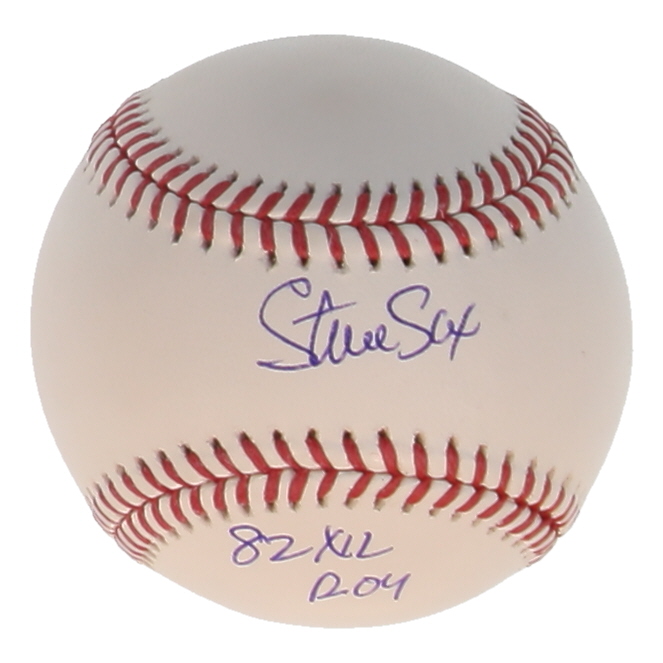 Steve Sax Signed OML Baseball Inscribed "82 NL ROY" (Schwartz) at PristineAuction.com Steve Sax Signed OML Baseball Inscribed "82 NL ROY" (Schwartz) at PristineAuction.com