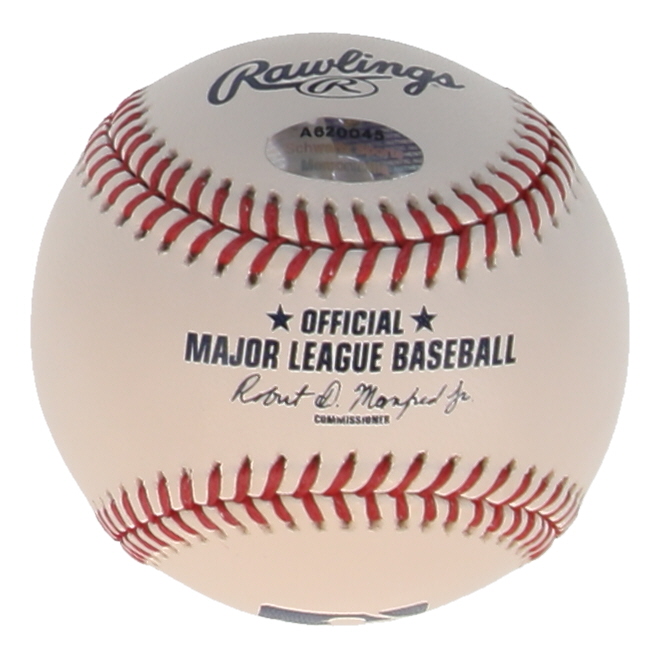 Steve Sax Signed OML Baseball Inscribed "82 NL ROY" (Schwartz) at PristineAuction.com Steve Sax Signed OML Baseball Inscribed "82 NL ROY" (Schwartz) at PristineAuction.com