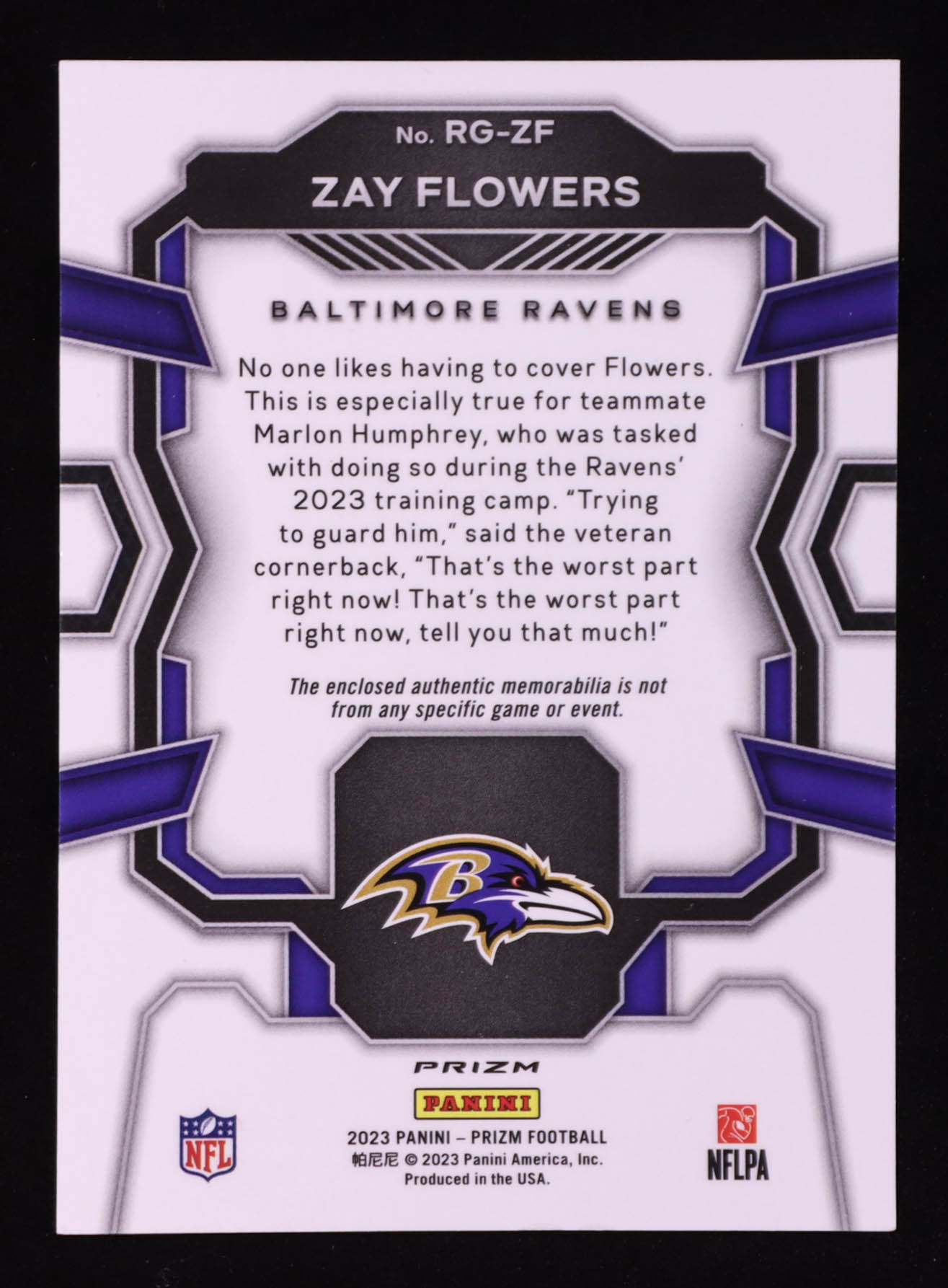 Zay Flowers 2023 Panini Prizm Rookie Gear Prizms Pink #13 RC at PristineAuction.com Zay Flowers 2023 Panini Prizm Rookie Gear Prizms Pink #13 RC at PristineAuction.com