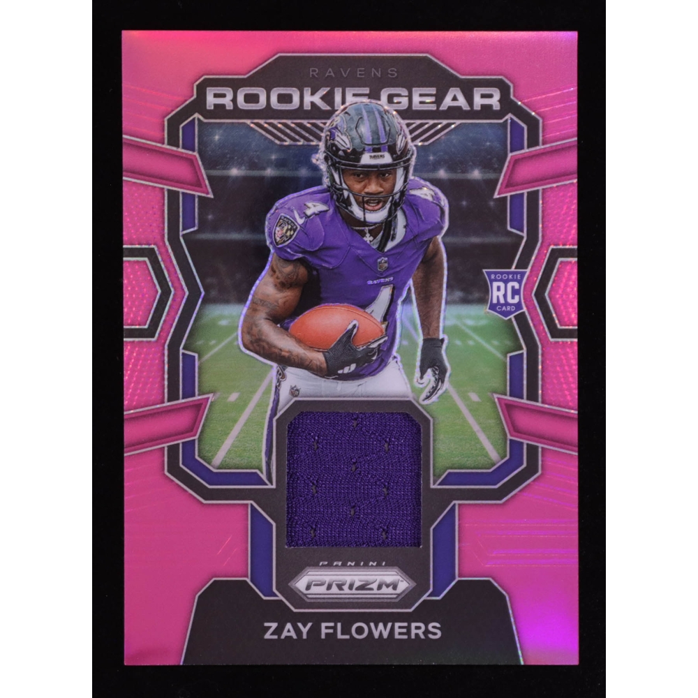 Zay Flowers 2023 Panini Prizm Rookie Gear Prizms Pink #13 RC at PristineAuction.com