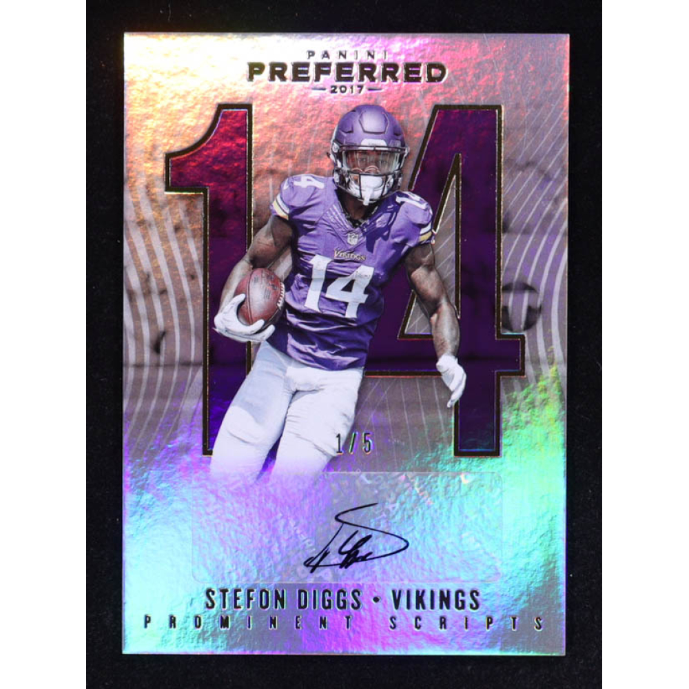 Stefon Diggs 2017 Panini Preferred Prominent Scripts Gold #218 #1/5 at PristineAuction.com