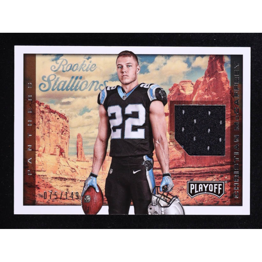 Christian McCaffrey 2017 Playoff Rookie Stallions Jerseys #5 #075/149 RC at PristineAuction.com