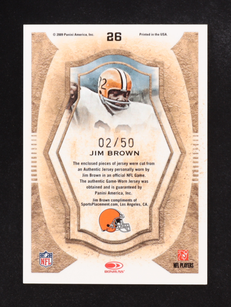 Jim Brown 2009 Panini Donruss Threads Gridiron Kings #26 #02/50 at PristineAuction.com Jim Brown 2009 Panini Donruss Threads Gridiron Kings #26 #02/50 at PristineAuction.com