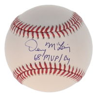 Denny McLain Signed OML Baseball Inscribed "68 MVP / Cy" (Schwartz) at PristineAuction.com