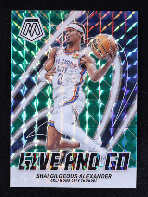Shai Gilgeous-Alexander 2023-24 Panini Mosaic Give and Go Mosaic Green #5 at PristineAuction.com Shai Gilgeous-Alexander 2023-24 Panini Mosaic Give and Go Mosaic Green #5 at PristineAuction.com