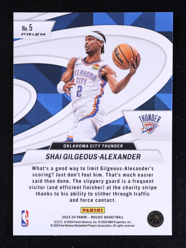 Shai Gilgeous-Alexander 2023-24 Panini Mosaic Give and Go Mosaic Green #5 at PristineAuction.com Shai Gilgeous-Alexander 2023-24 Panini Mosaic Give and Go Mosaic Green #5 at PristineAuction.com