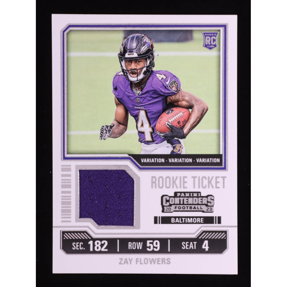 Zay Flowers 2023 Panini Contenders Rookie Ticket Swatches Variations #39 RC at PristineAuction.com