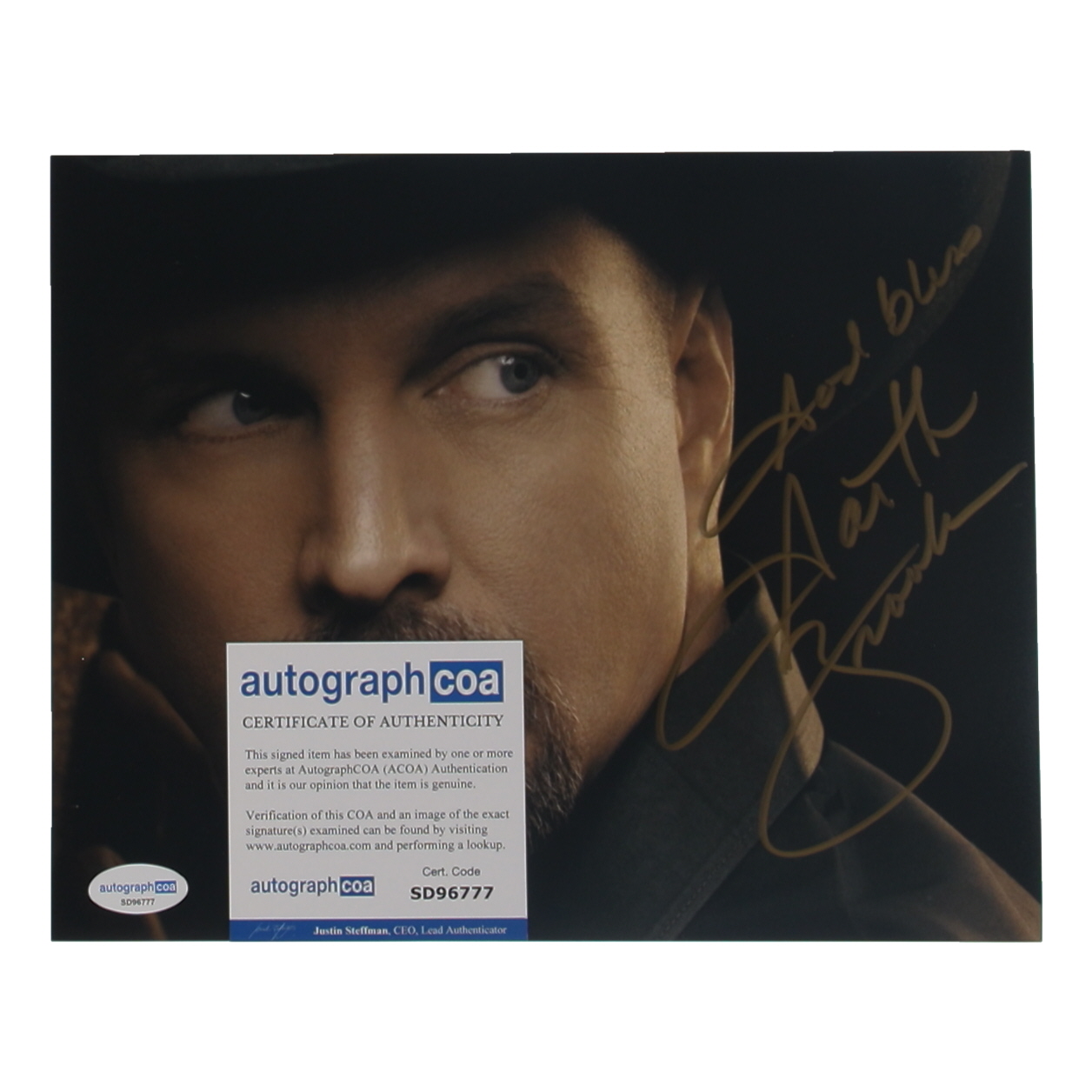 Garth Brooks Signed 8x10 Photo Inscribed "God Bless" (ACOA) at PristineAuction.com Garth Brooks Signed 8x10 Photo Inscribed "God Bless" (ACOA) at PristineAuction.com