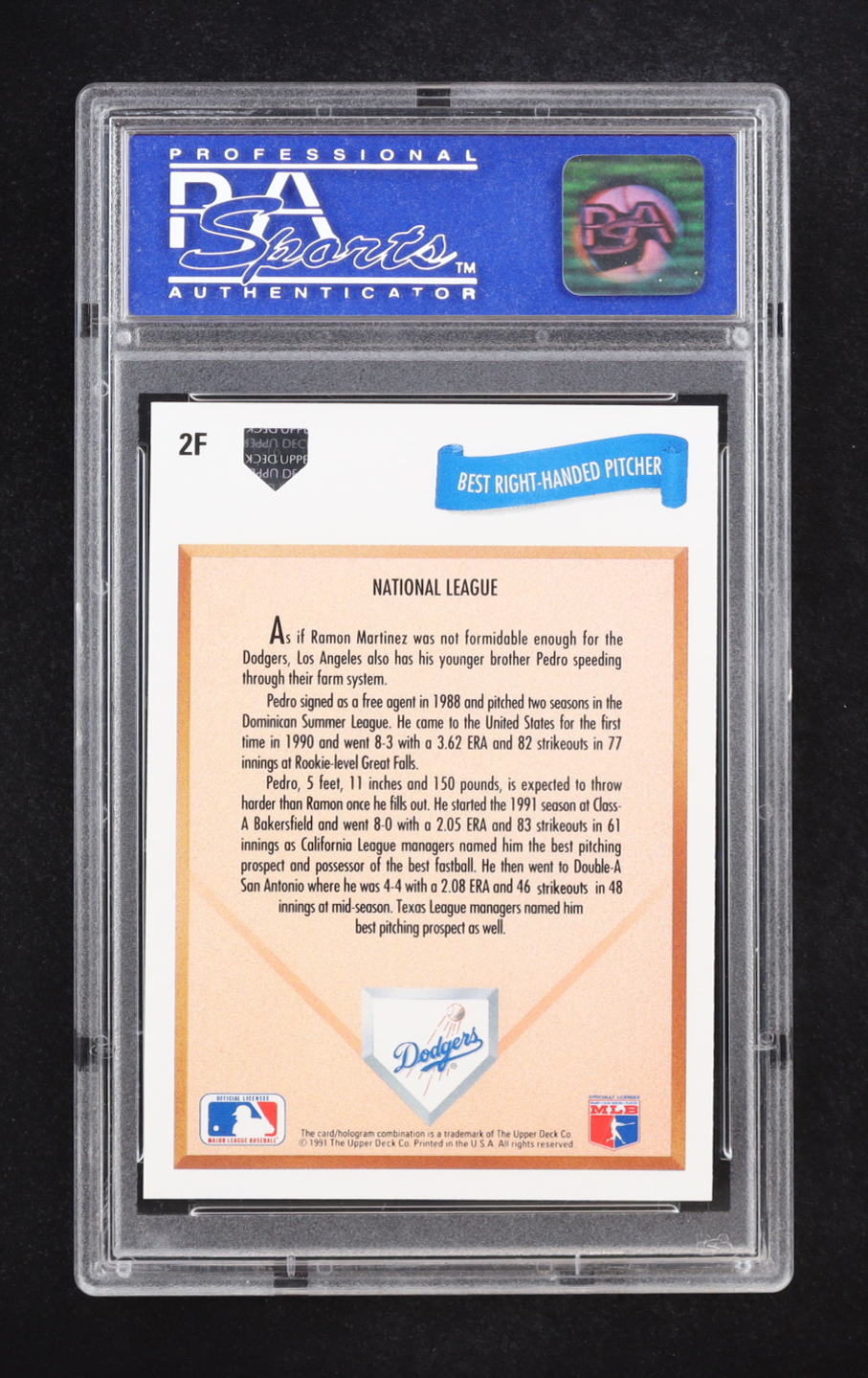 Pedro Martinez 1991 Upper Deck Final Edition #2F RC (PSA 9) at PristineAuction.com Pedro Martinez 1991 Upper Deck Final Edition #2F RC (PSA 9) at PristineAuction.com
