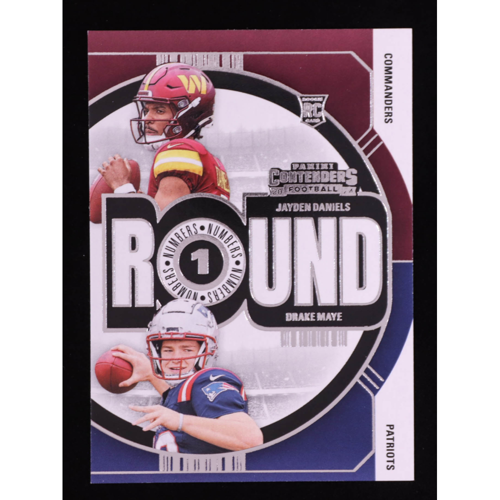 Drake Maye / Jayden Daniels 2024 Panini Contenders Round Numbers #1 RC at PristineAuction.com