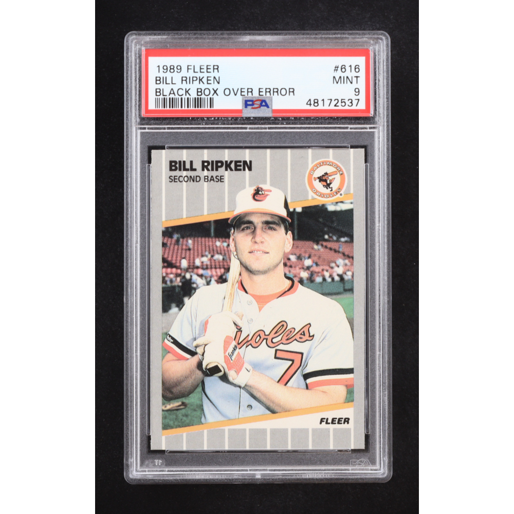 Bill Ripken 1989 Fleer #616E DP / Black Box Covering Bat Knob (PSA 9) at PristineAuction.com