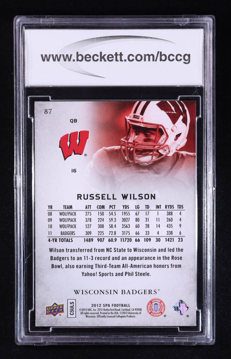 Russell Wilson 2012 SP Authentic #87 RC (BCCG 10) at PristineAuction.com Russell Wilson 2012 SP Authentic #87 RC (BCCG 10) at PristineAuction.com