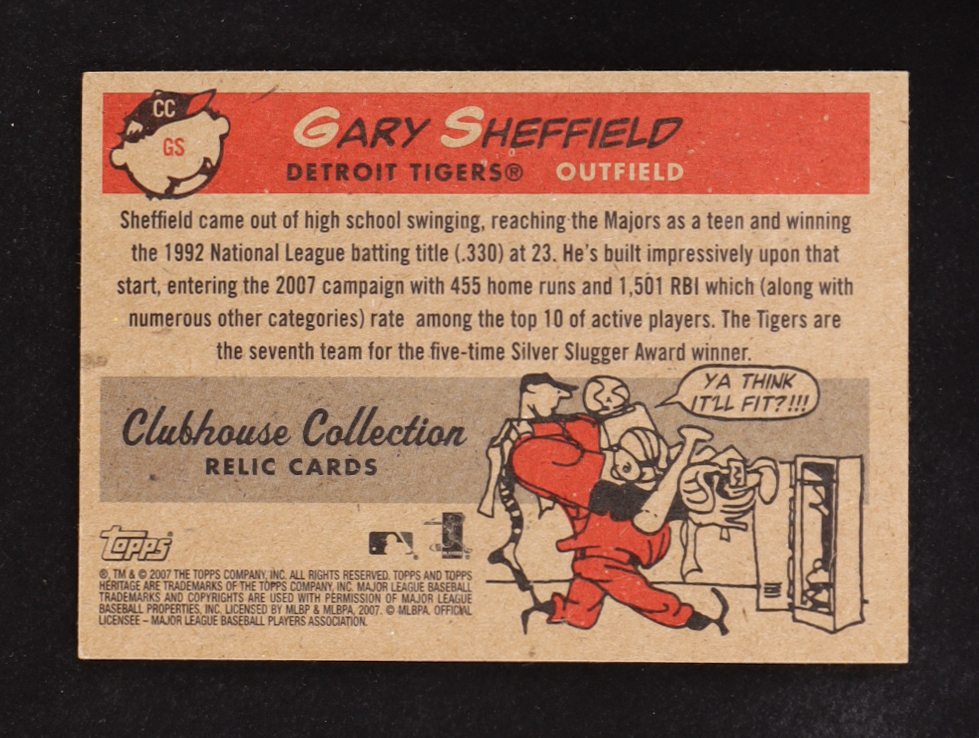 Gary Sheffield 2007 Topps Clubhouse Collection Heritage Relic #CCGS at PristineAuction.com Gary Sheffield 2007 Topps Clubhouse Collection Heritage Relic #CCGS at PristineAuction.com