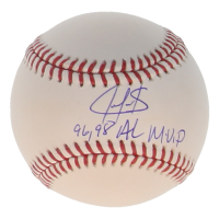 Juan Gonzalez Signed OML Baseball Inscribed "96, 98 AL MVP" (Schwartz) at PristineAuction.com
