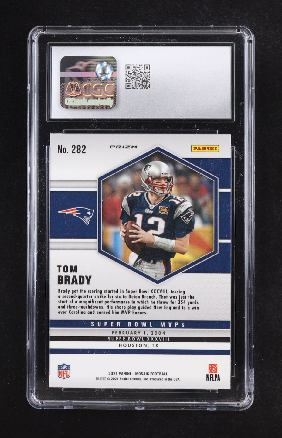 Tom Brady 2021 Panini Mosaic Mosaic Reactive Blue #282 (CGC 10) at PristineAuction.com Tom Brady 2021 Panini Mosaic Mosaic Reactive Blue #282 (CGC 10) at PristineAuction.com